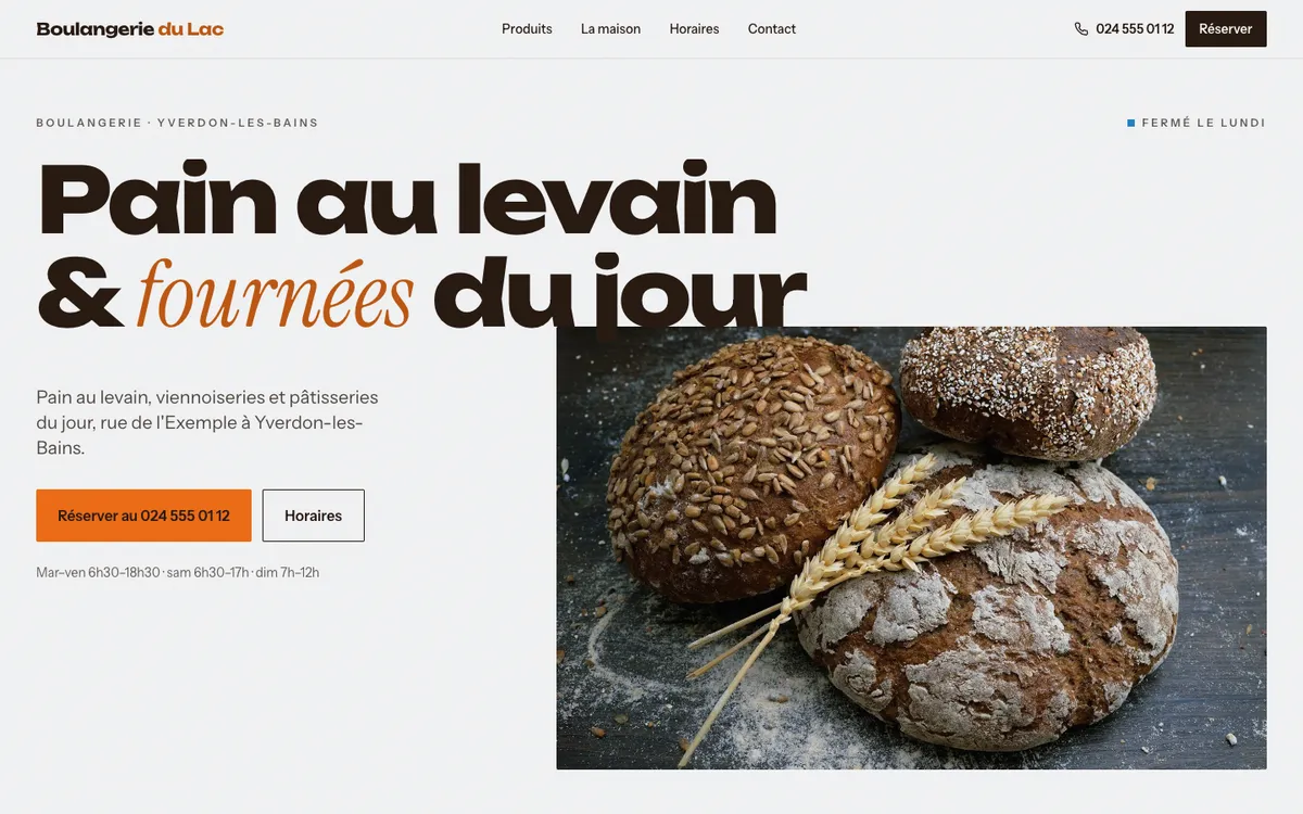 Exemple de refonte pour une entreprise fictive : Boulangerie du Lac