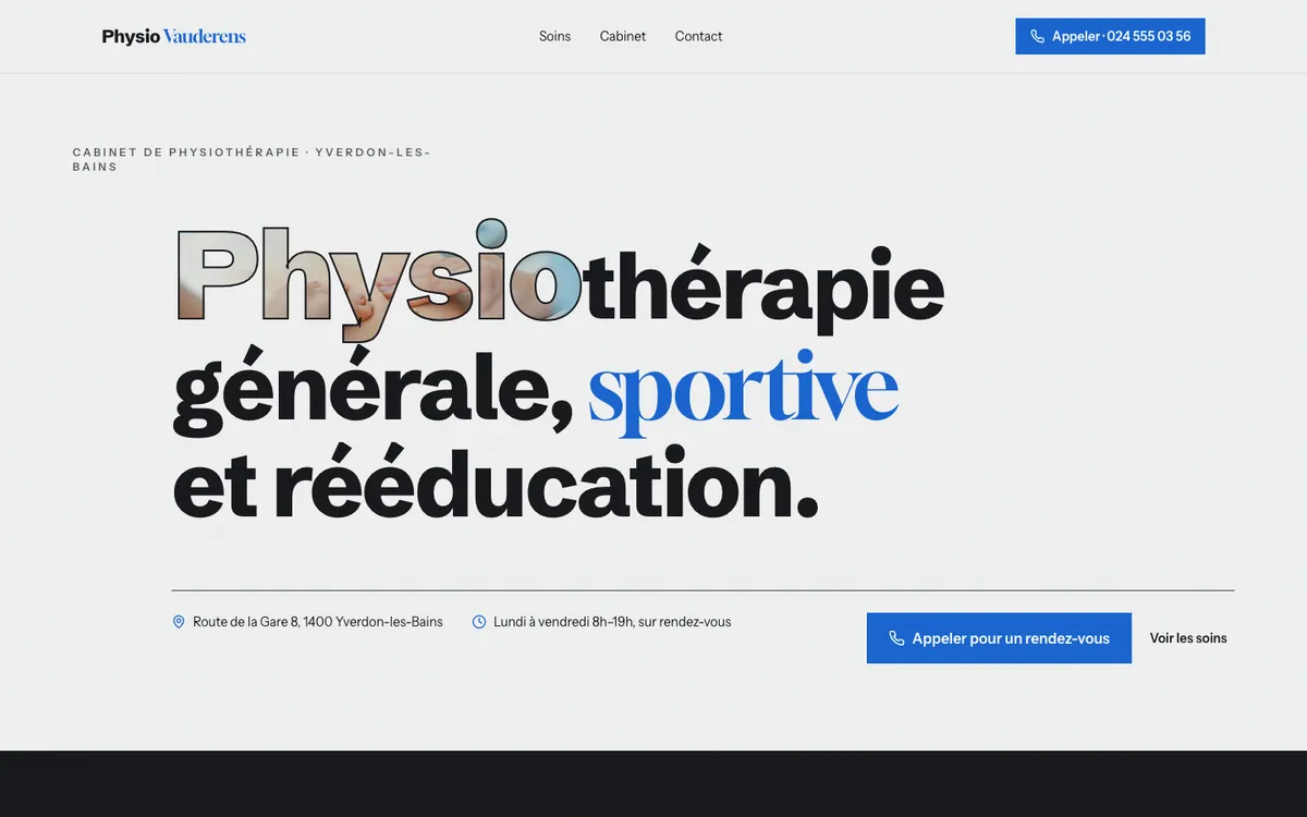 Exemple de refonte pour une entreprise fictive : Cabinet Physio Vauderens